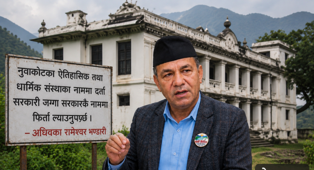 नुवाकोटका ऐतिहासिक तथा धार्मिक संस्थाका नाममा दर्ता सरकारी जग्गा सरकारकै नाममा फिर्ता ल्याउनुपर्छ : अधिवक्ता रामेश्वर भण्डारी
